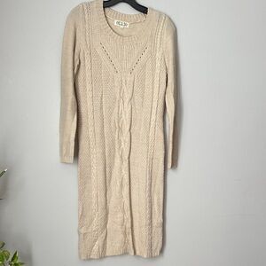 Elegant Cream Cable Knit Dress